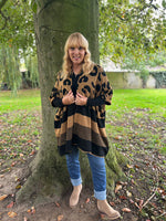 Camel Striped Leopard Cardi Becky